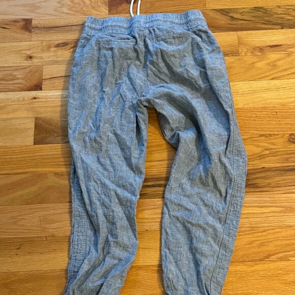 Athleta Linen Jogger Pants Cabi Light Blue Activewear Casual Comfy Womens 6 - Picture 5 of 6